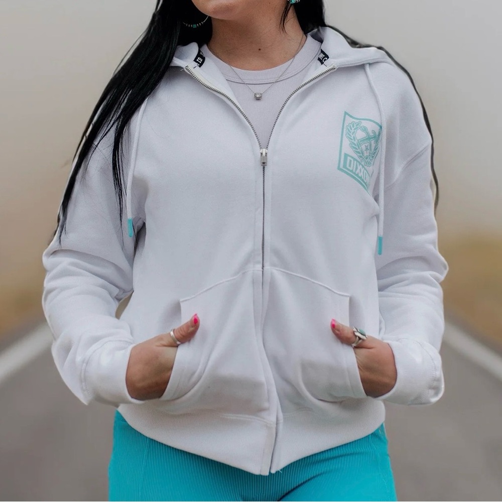 Women’s Tiffany Box Crest Zip-Up Hoodie. - Picture 2 of 6